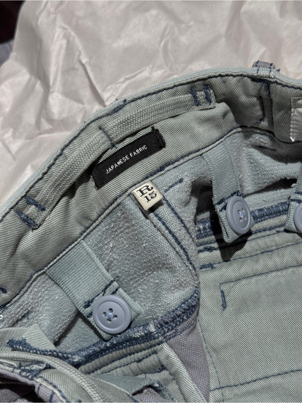 R13 CROPPED CARGO Faded Steel Blue Canvas - Picture 8 of 16